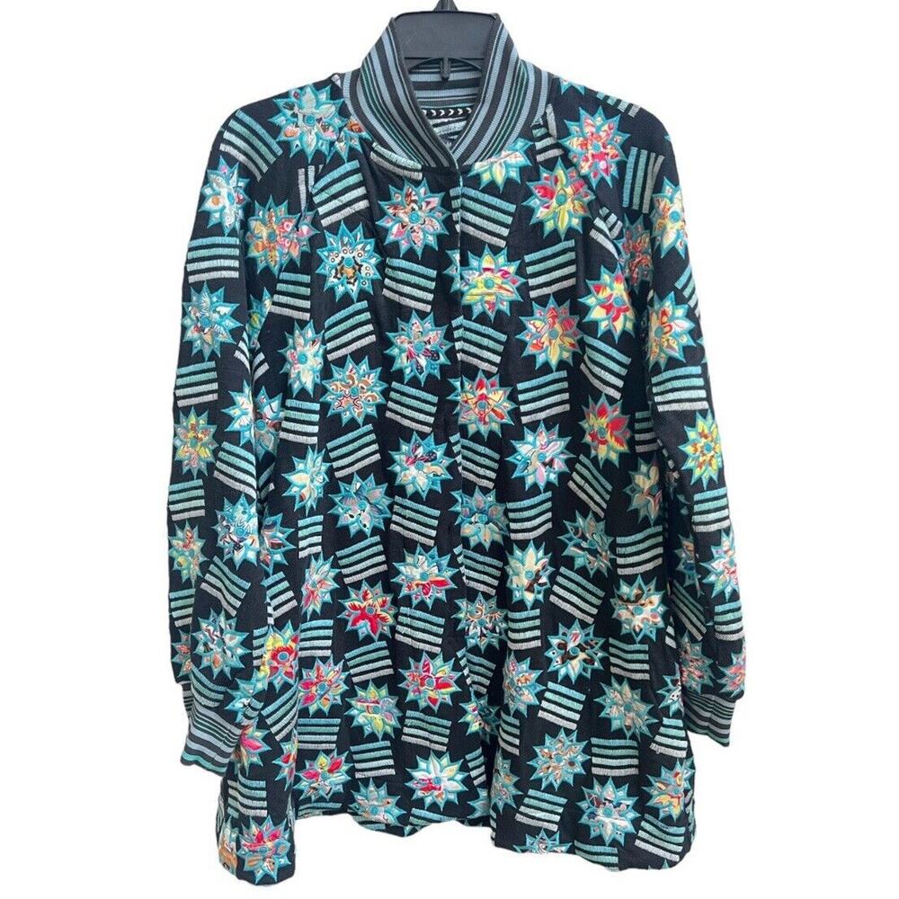 Johnny Was NWT Chelsea Midi Bomber Jacket Embroidered Duster Coat Sz S Oversized